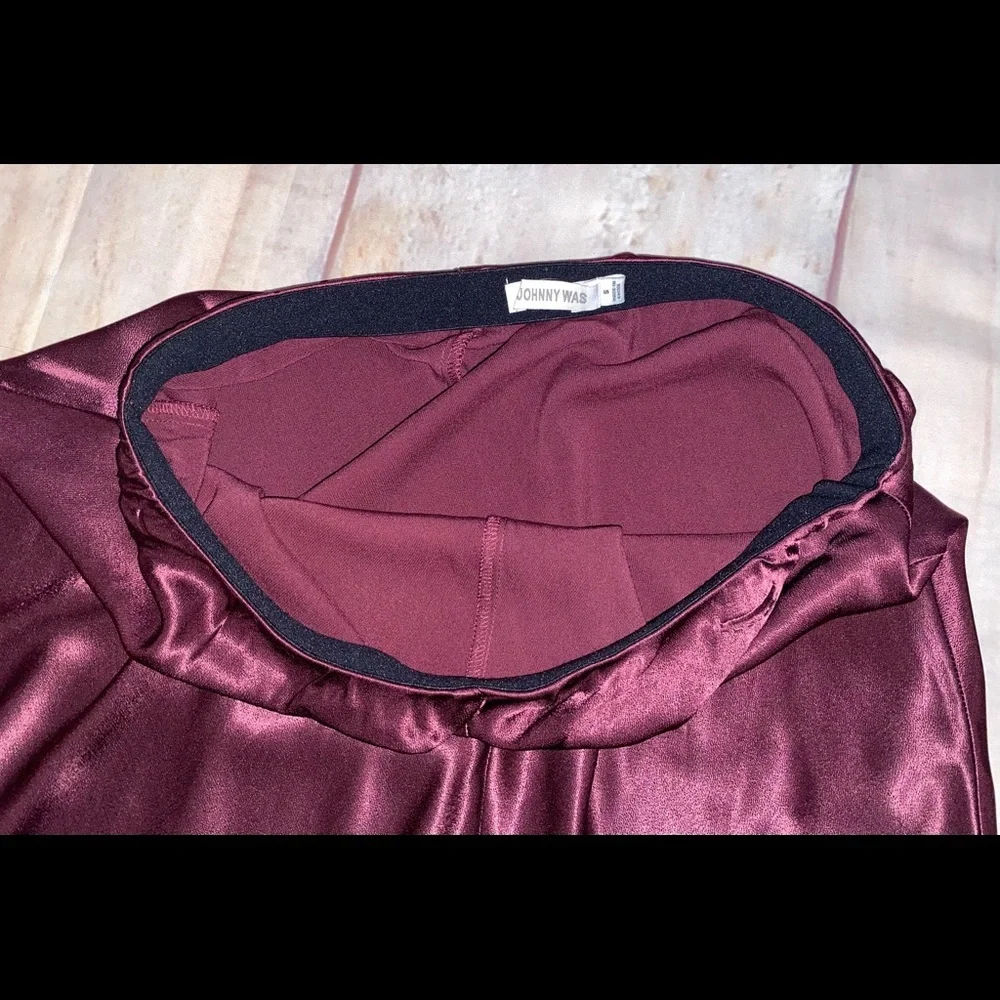 Johnny Was Silky Maroon Maxi Skirt sz S - Picture 9 of 10